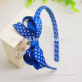 beautiful white pot blue ribbon bow plastic hair bands for girl